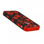 Wholesale iPhone 5 5S Flower Hard Hybrid Case (Black-Red)